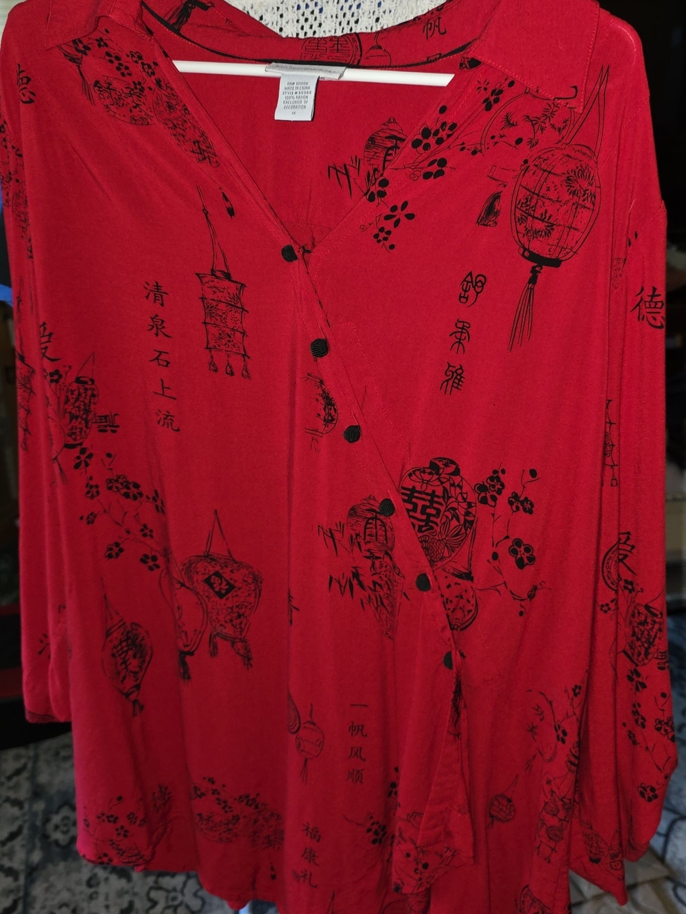 Soft Surroundings Red Long-Sleeve Wrap-Style Top Size 1x